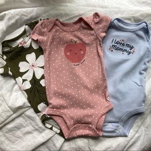 Carter’s Baby Girl Onesies-Set of 3